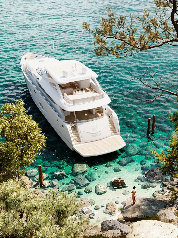 3D Yacht im Wasser